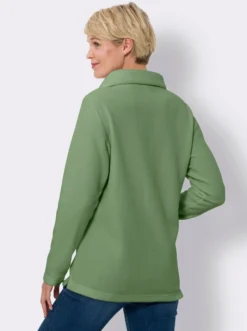 Fleeceshirt mit asymmetrischem Kragen