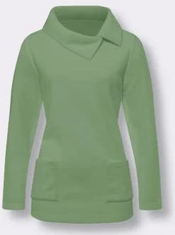Fleeceshirt mit asymmetrischem Kragen