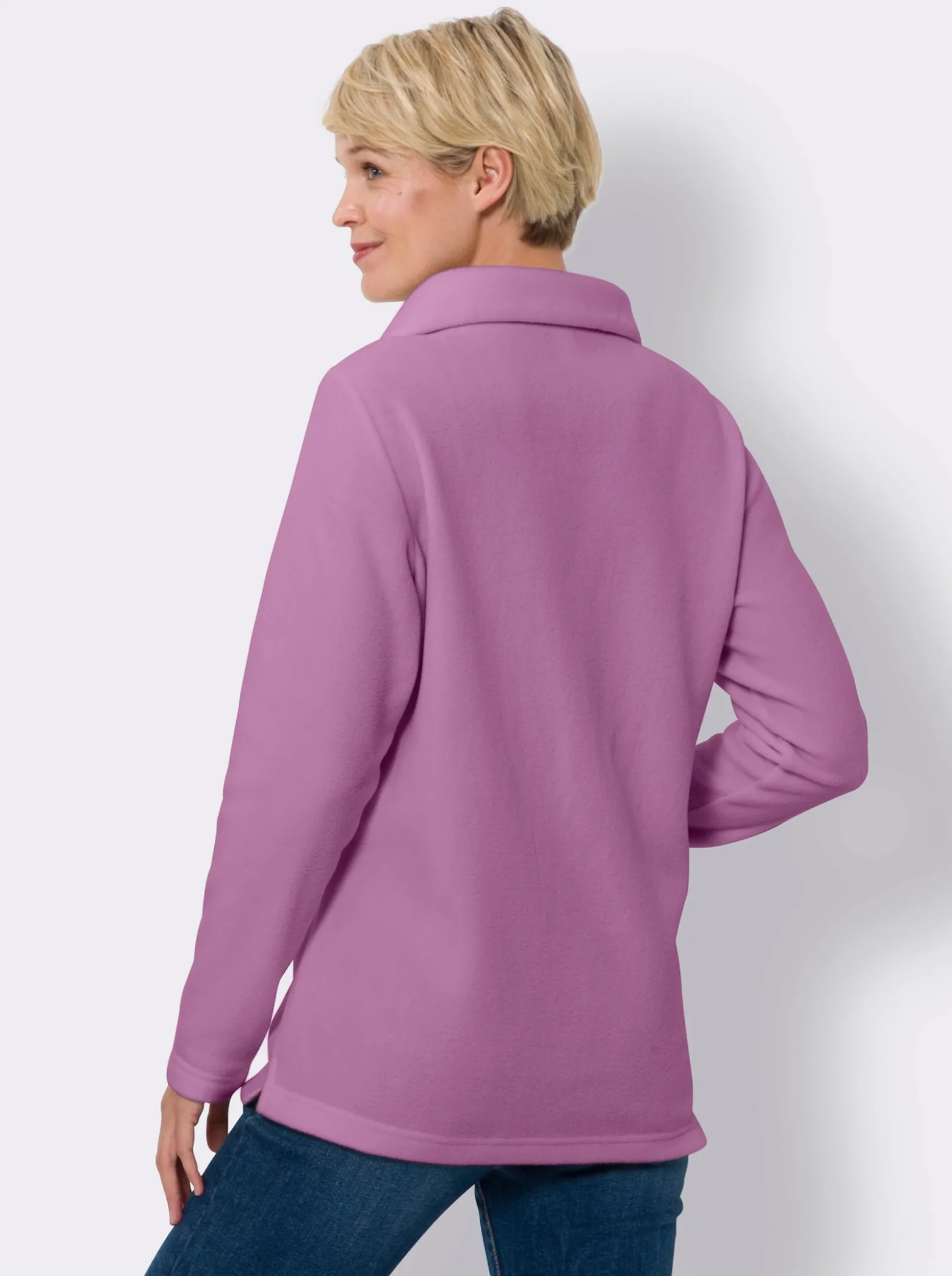 Fleeceshirt mit asymmetrischem Kragen
