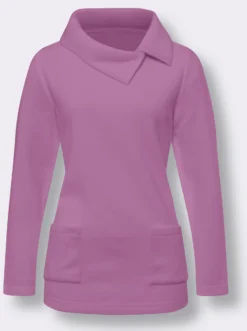 Fleeceshirt mit asymmetrischem Kragen