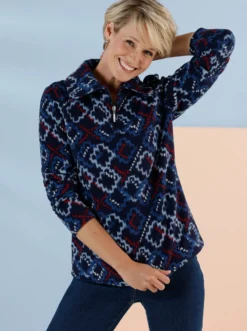 Fleeceshirt mit modischem Muster