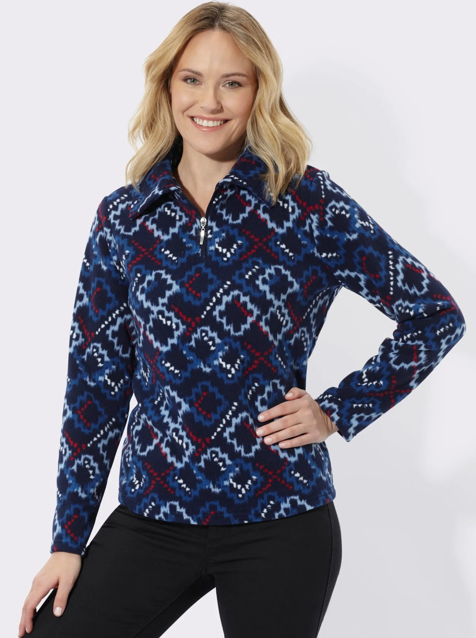 Fleeceshirt mit modischem Muster