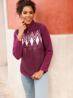Fleeceshirt mit Norwegermuster