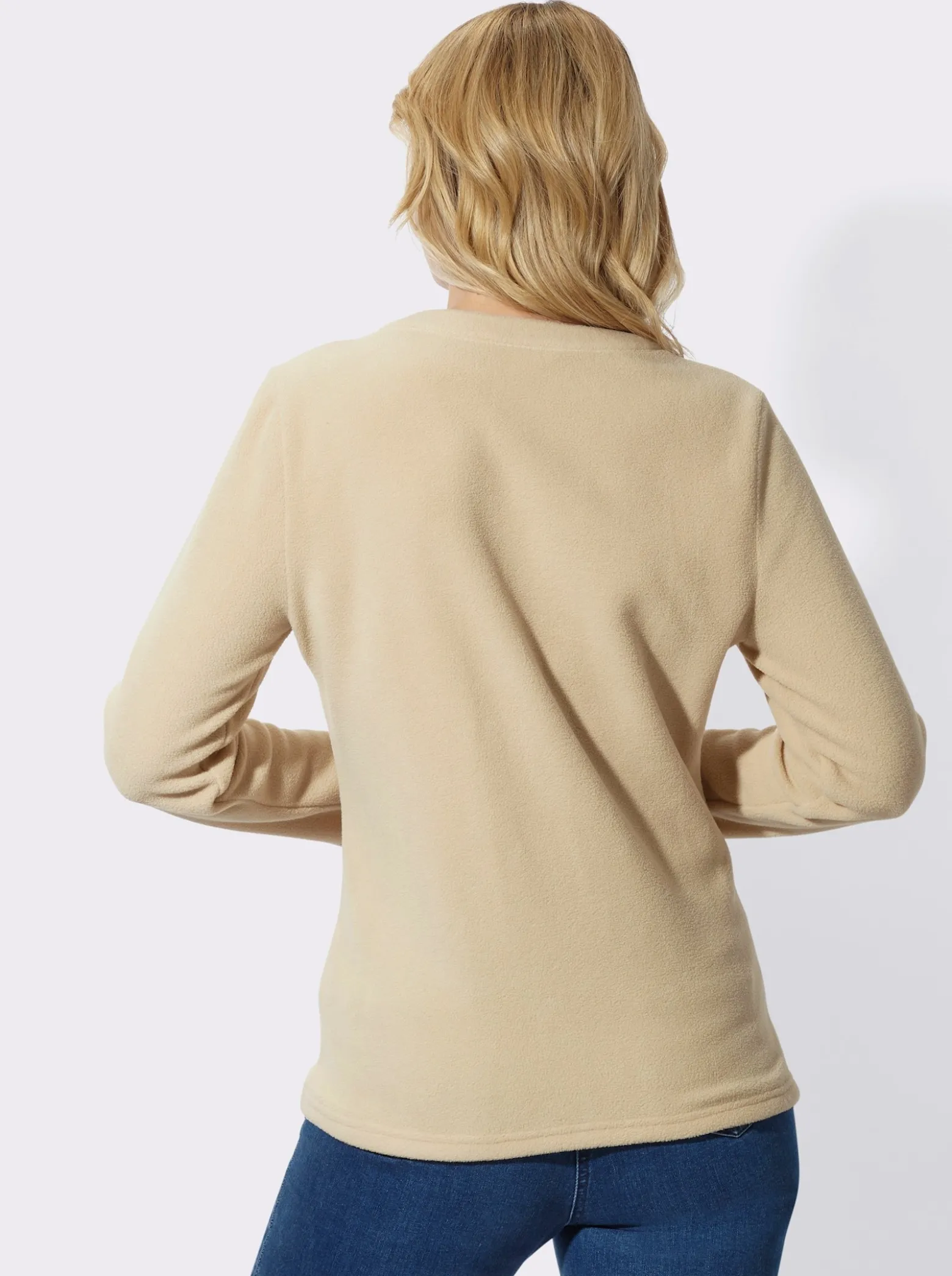 Fleeceshirt mit Rundhals-Ausschnitt
