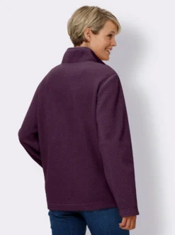 Fleeceshirt mit Stehkragen und Druckknopfleiste