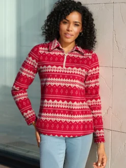 Fleeceshirt mit Streifen-Muster