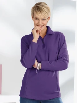 Fleeceshirt mit Troyerkragen