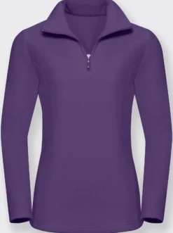 Fleeceshirt mit Troyerkragen