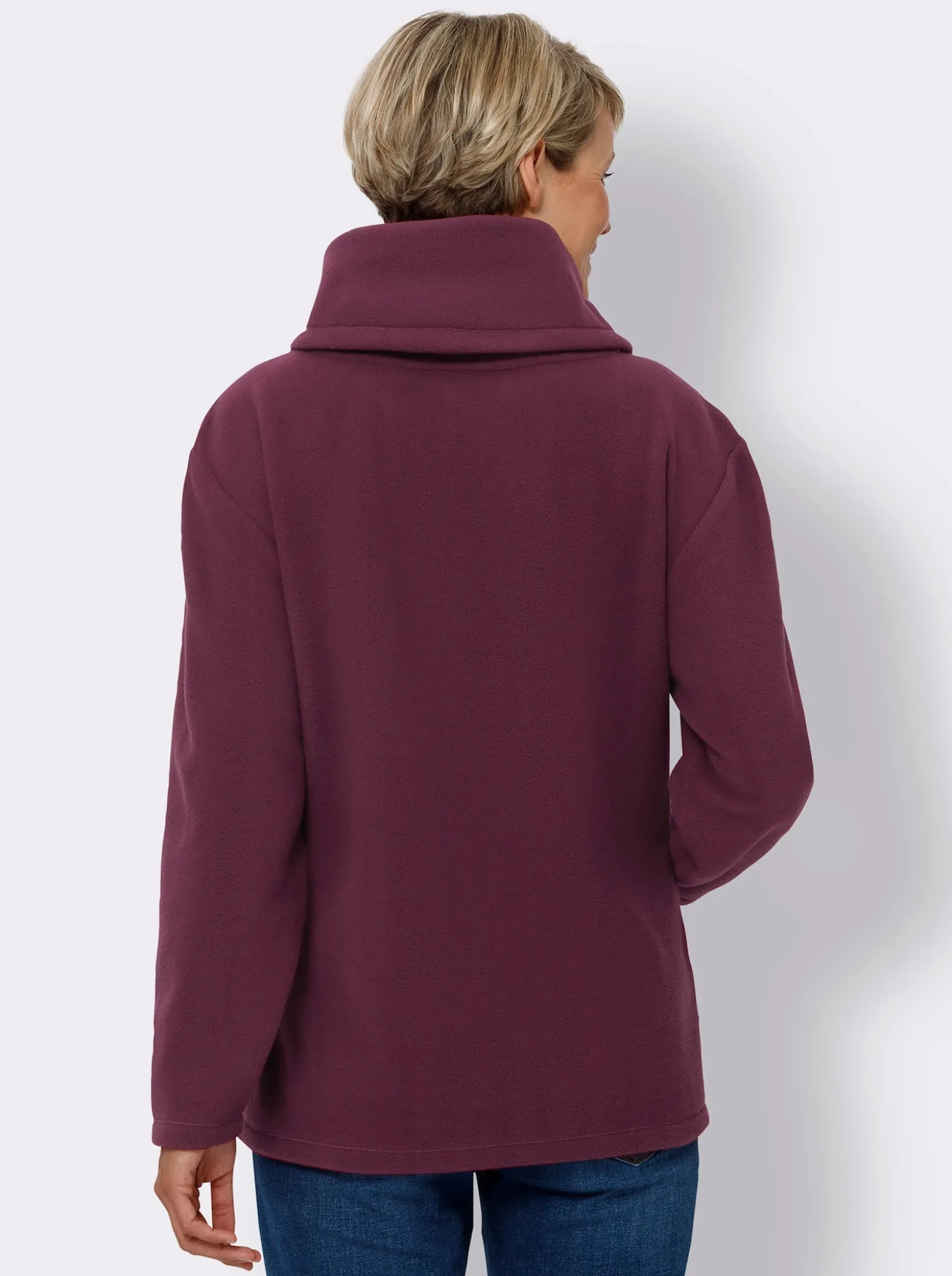 Fleeceshirt mit weitem Rollkragen