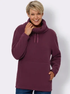 Fleeceshirt mit weitem Rollkragen