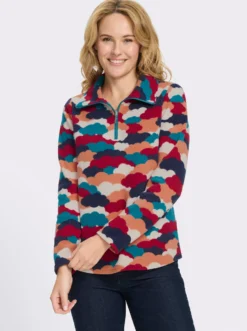Fleeceshirt mit Wolken-Muster allover