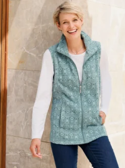 Fleeceweste mit Druck-Muster