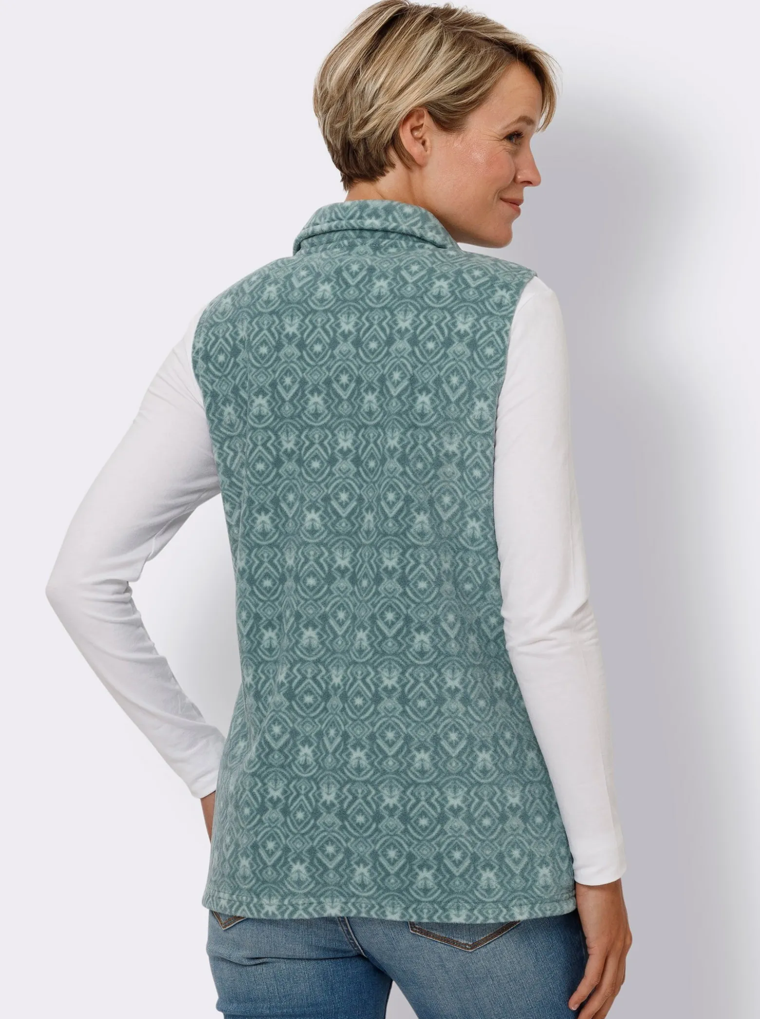 Fleeceweste mit Druck-Muster