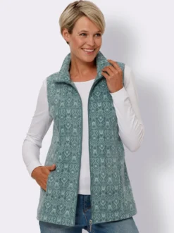 Fleeceweste mit Druck-Muster