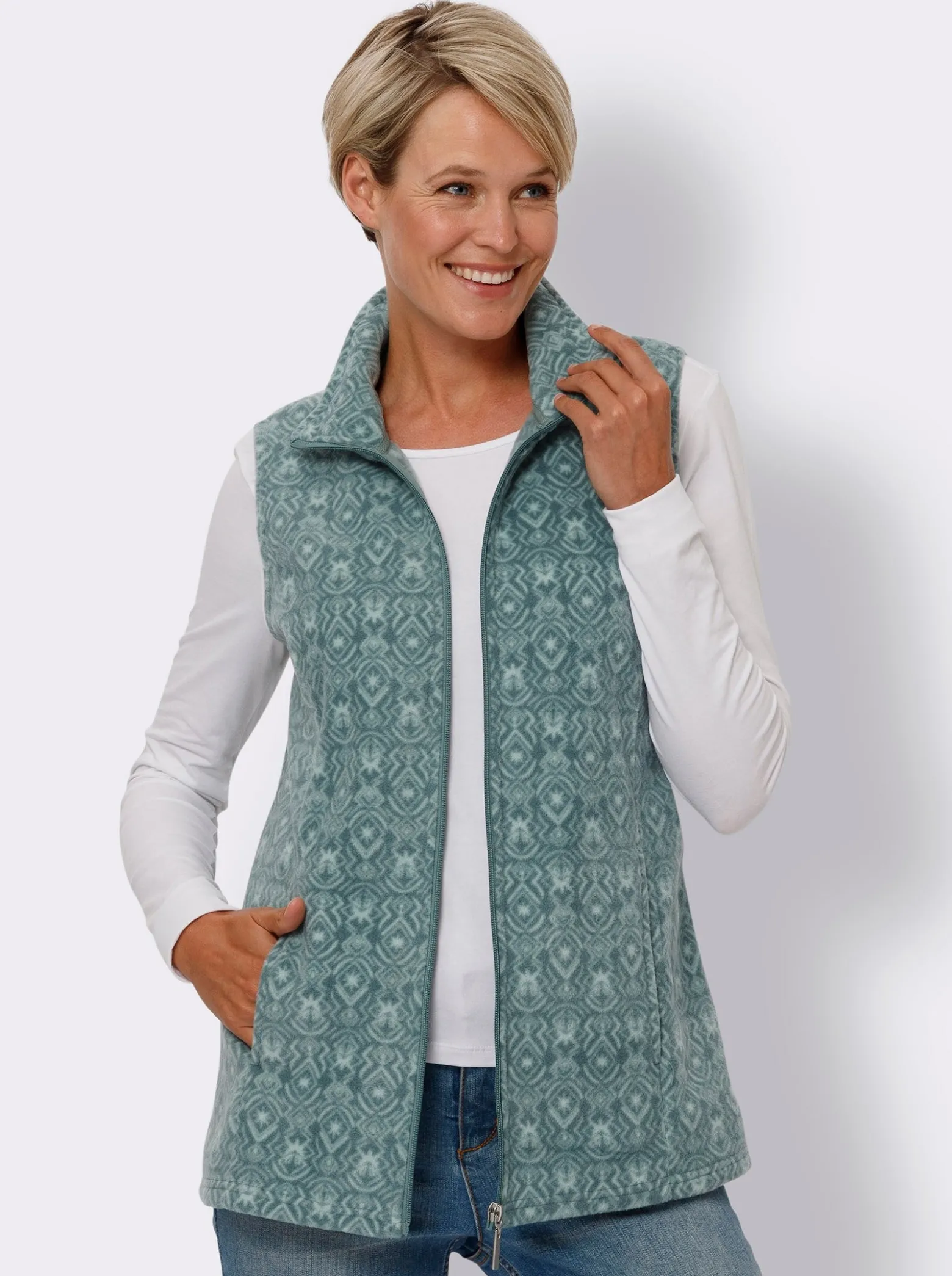 Fleeceweste mit Druck-Muster