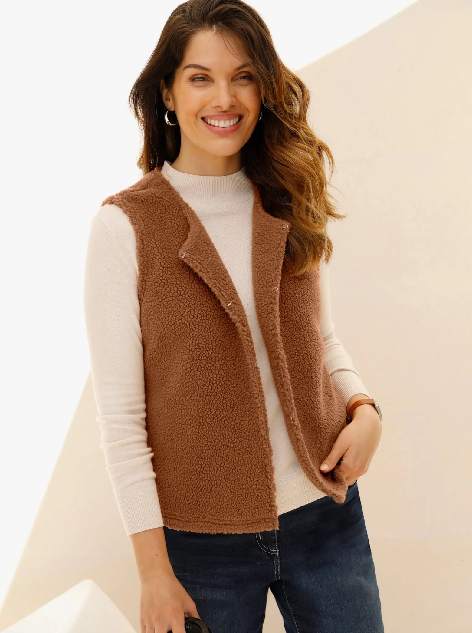 Fleeceweste mit Teddy-Fleece