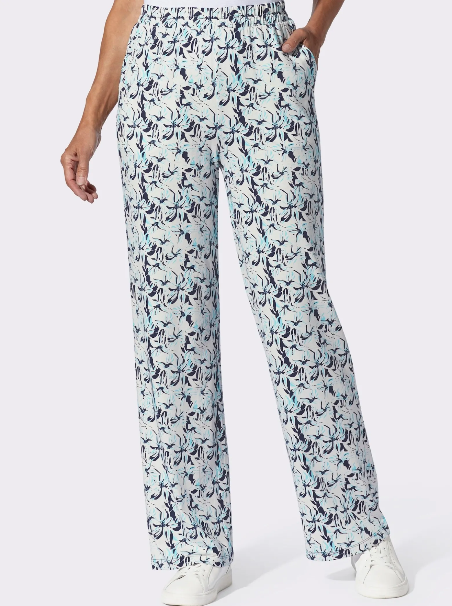 Freizeithose im Blumen-Dessin