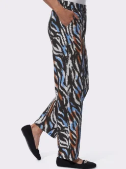 Freizeithose mit Animal-Print, reine Viskose