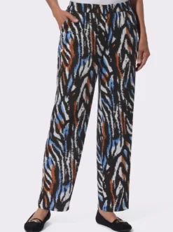 Freizeithose mit Animal-Print, reine Viskose