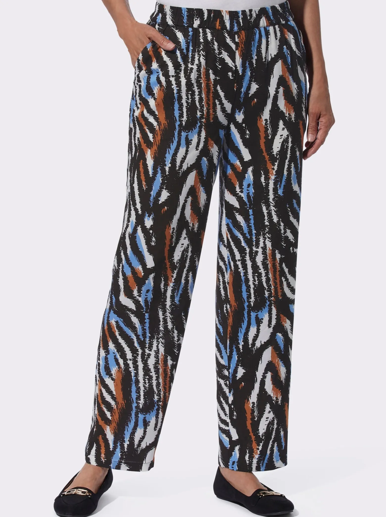 Freizeithose mit Animal-Print, reine Viskose