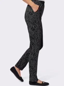 Freizeithose mit Blumen-Druck