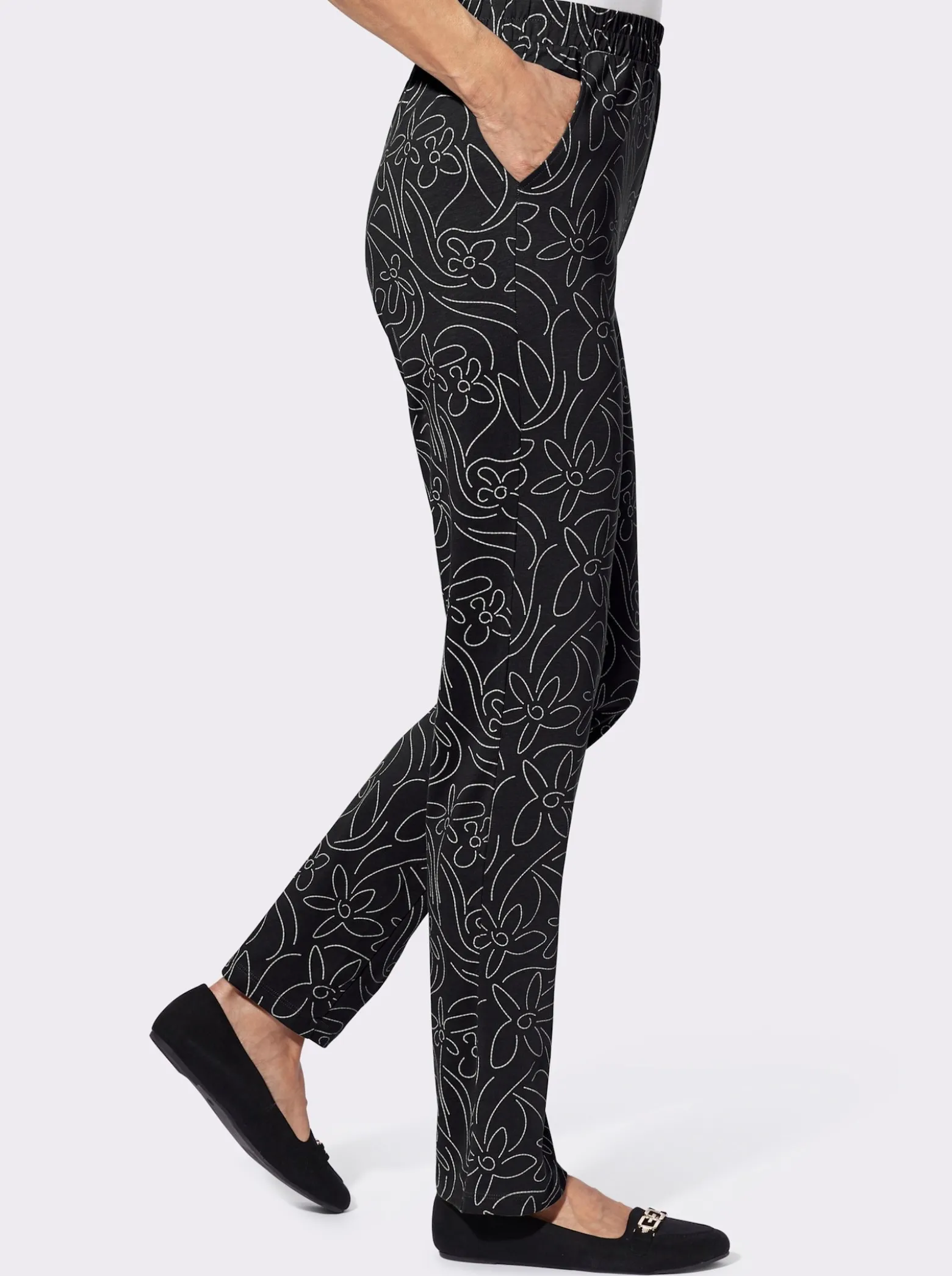 Freizeithose mit Blumen-Druck