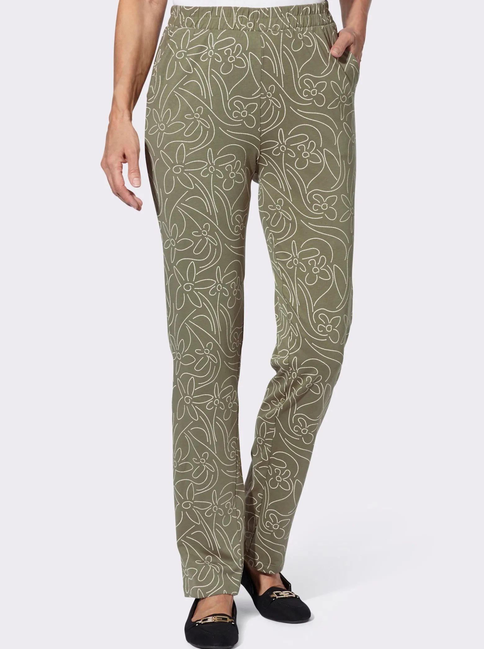 Freizeithose mit Blumen-Druck