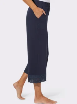 Freizeithose mit Lochstickerei-Bordüre