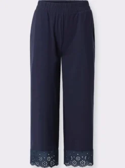 Freizeithose mit Lochstickerei-Bordüre