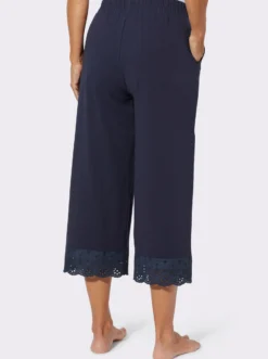 Freizeithose mit Lochstickerei-Bordüre