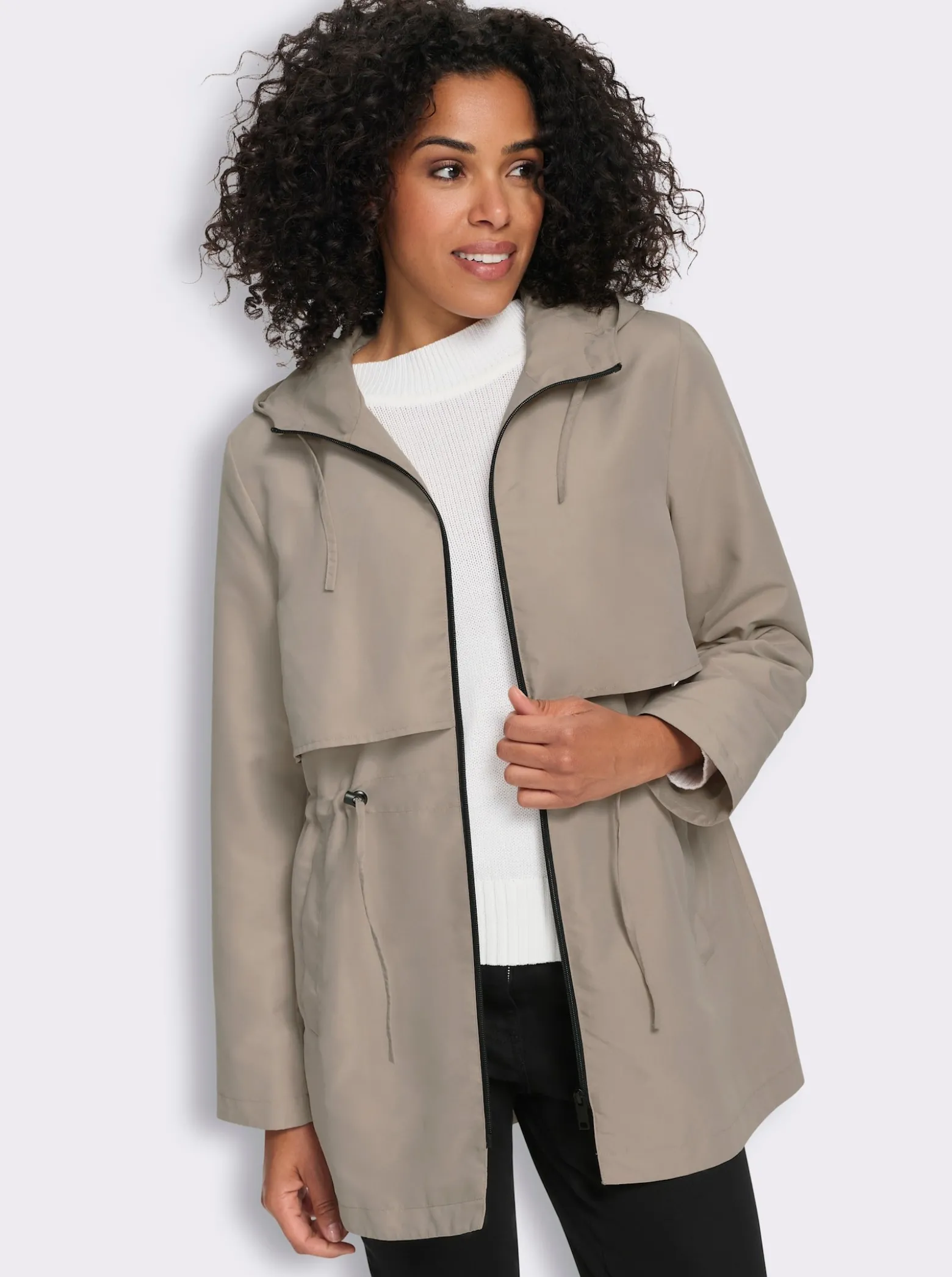 Freizeitjacke in Longform, mit Kapuze