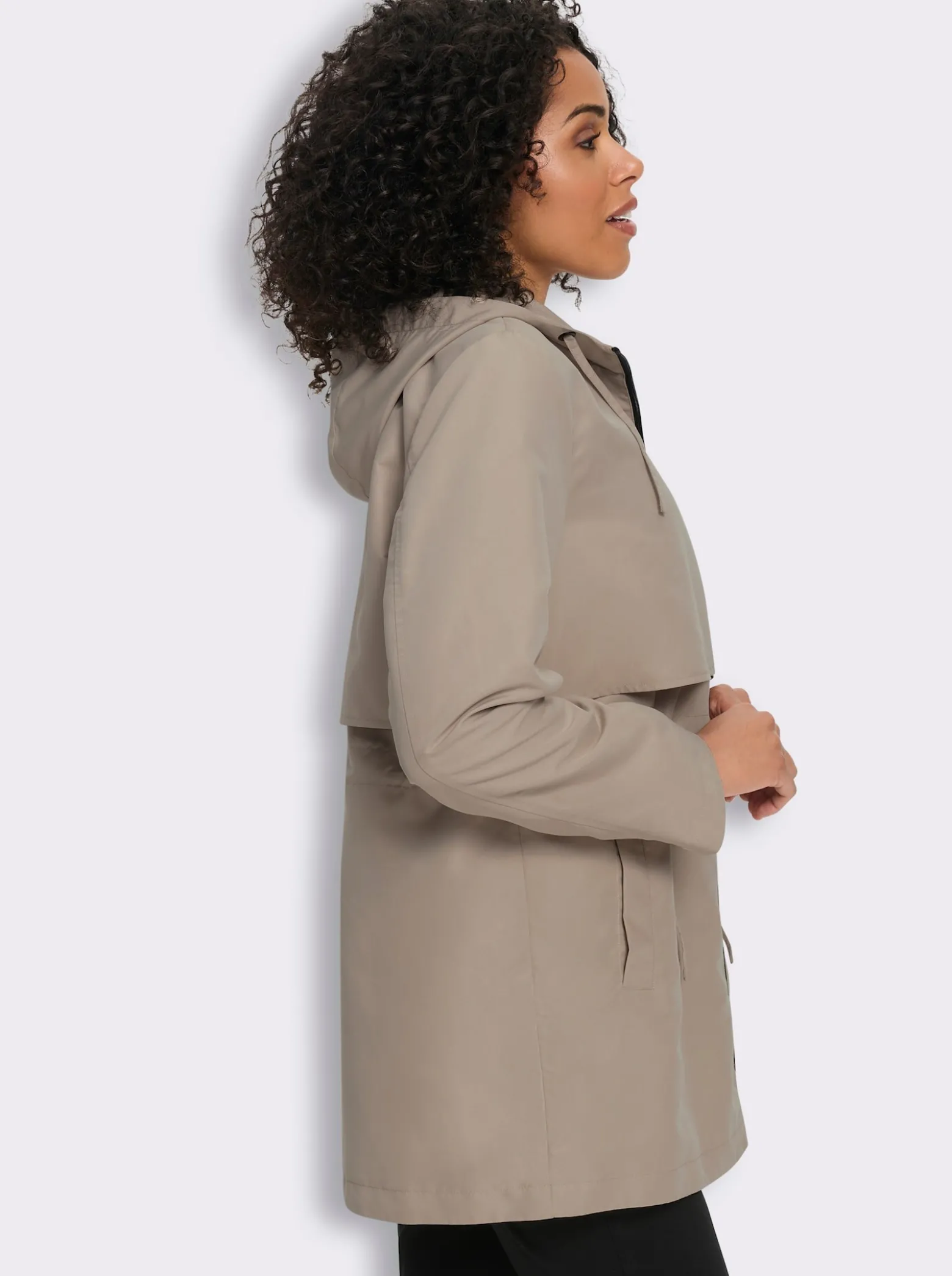 Freizeitjacke in Longform, mit Kapuze