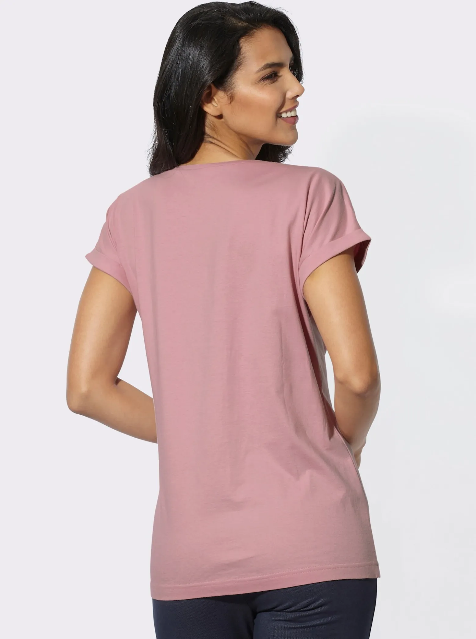 Freizeitshirt mit fixiertem Ärmelaufschlag
