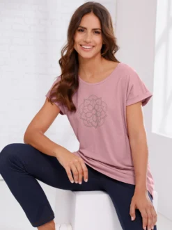 Freizeitshirt mit fixiertem Ärmelaufschlag