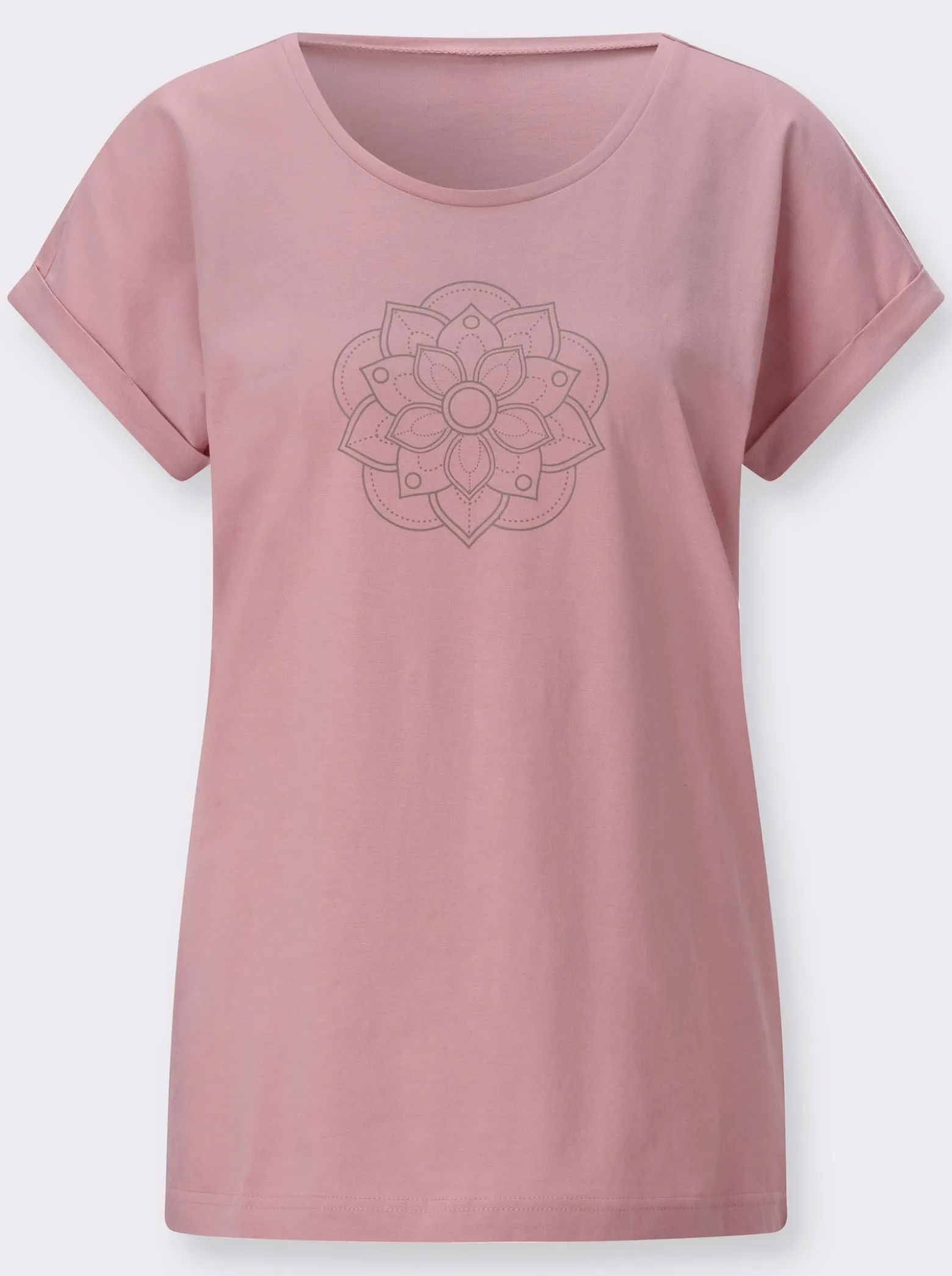 Freizeitshirt mit fixiertem Ärmelaufschlag