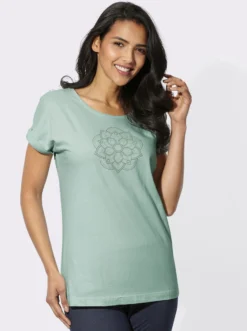 Freizeitshirt mit fixiertem Ärmelaufschlag