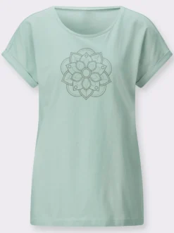 Freizeitshirt mit fixiertem Ärmelaufschlag