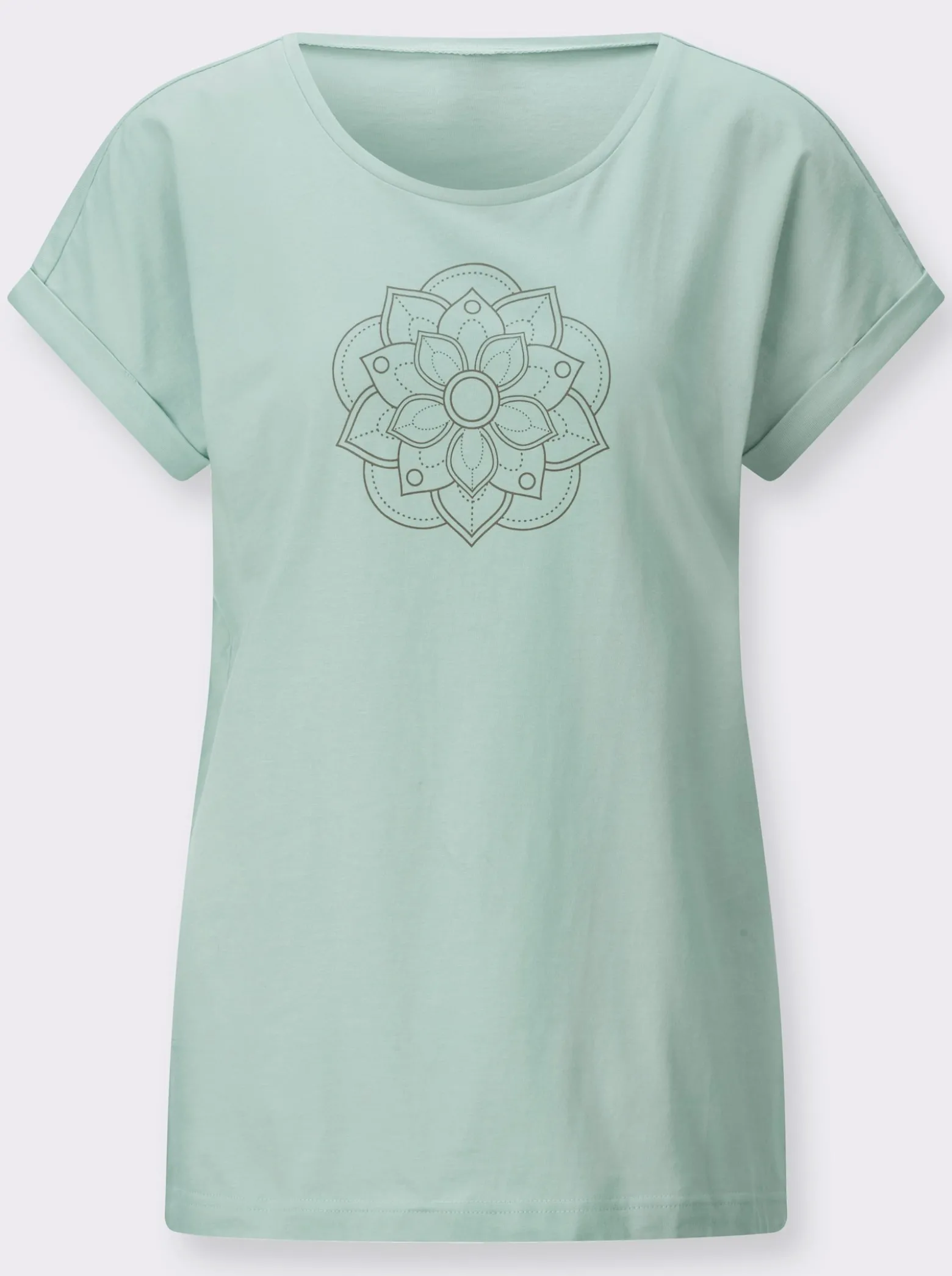 Freizeitshirt mit fixiertem Ärmelaufschlag