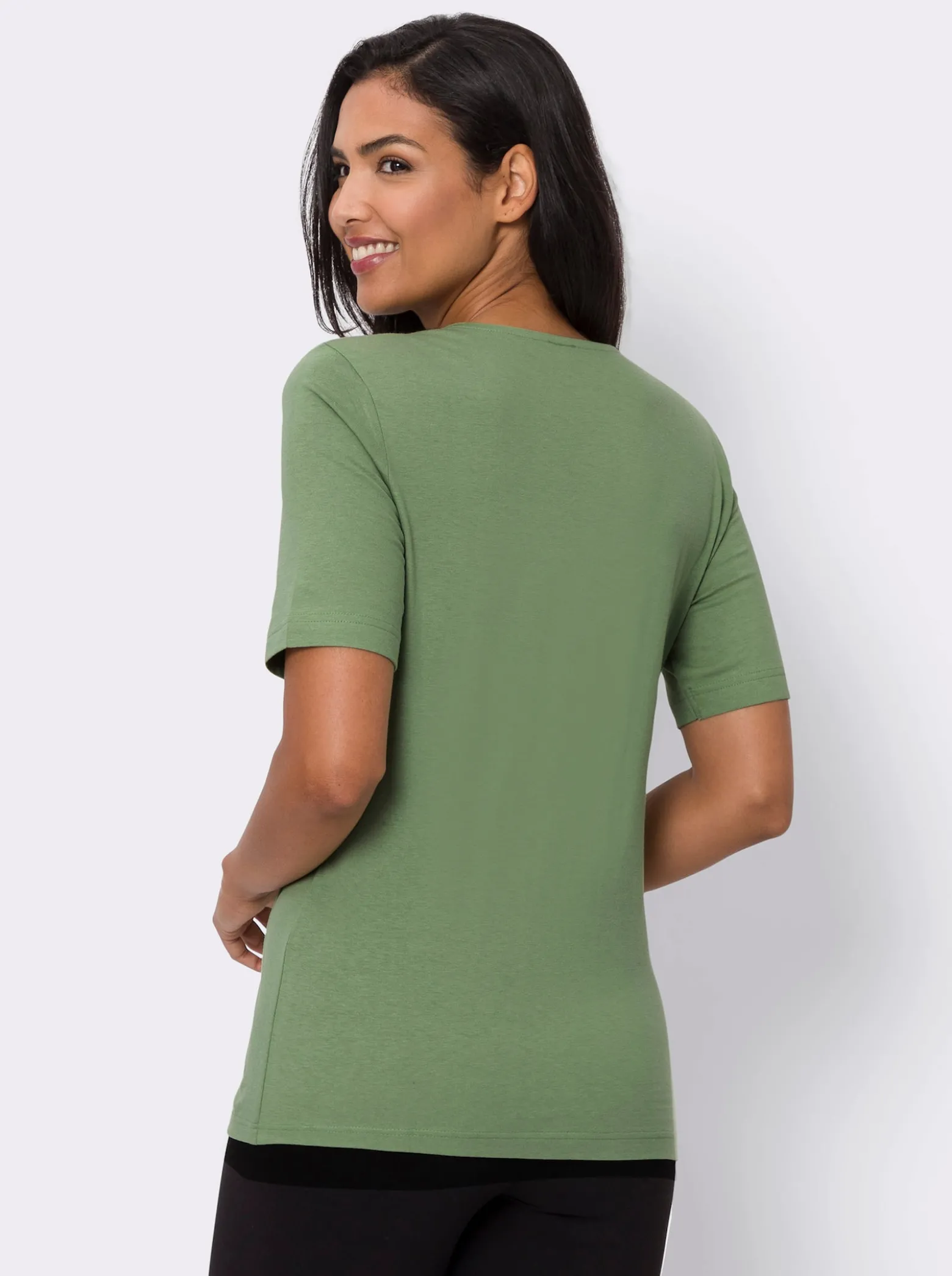 Freizeitshirt mit gestreiftem Zierband