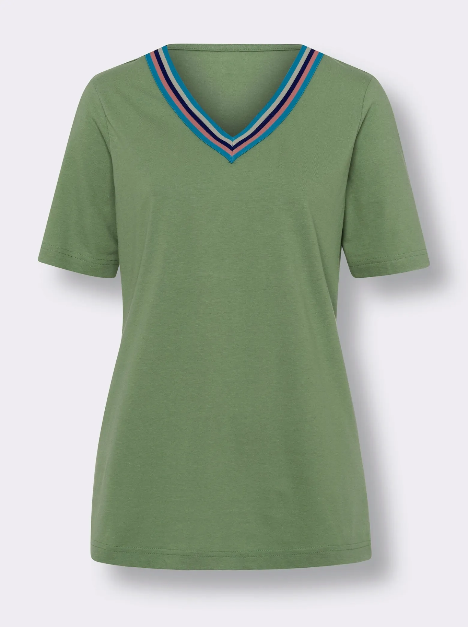 Freizeitshirt mit gestreiftem Zierband
