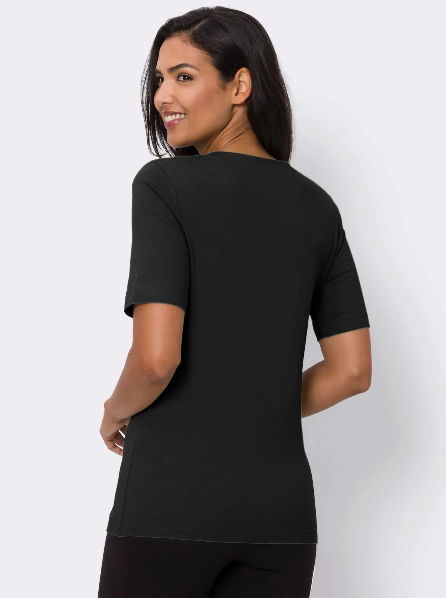 Freizeitshirt mit gestreiftem Zierband