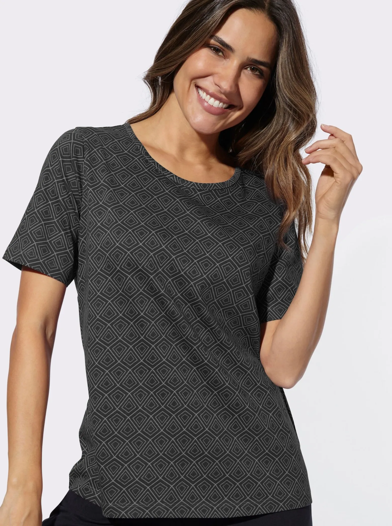 Freizeitshirt mit Grafik-Muster allover