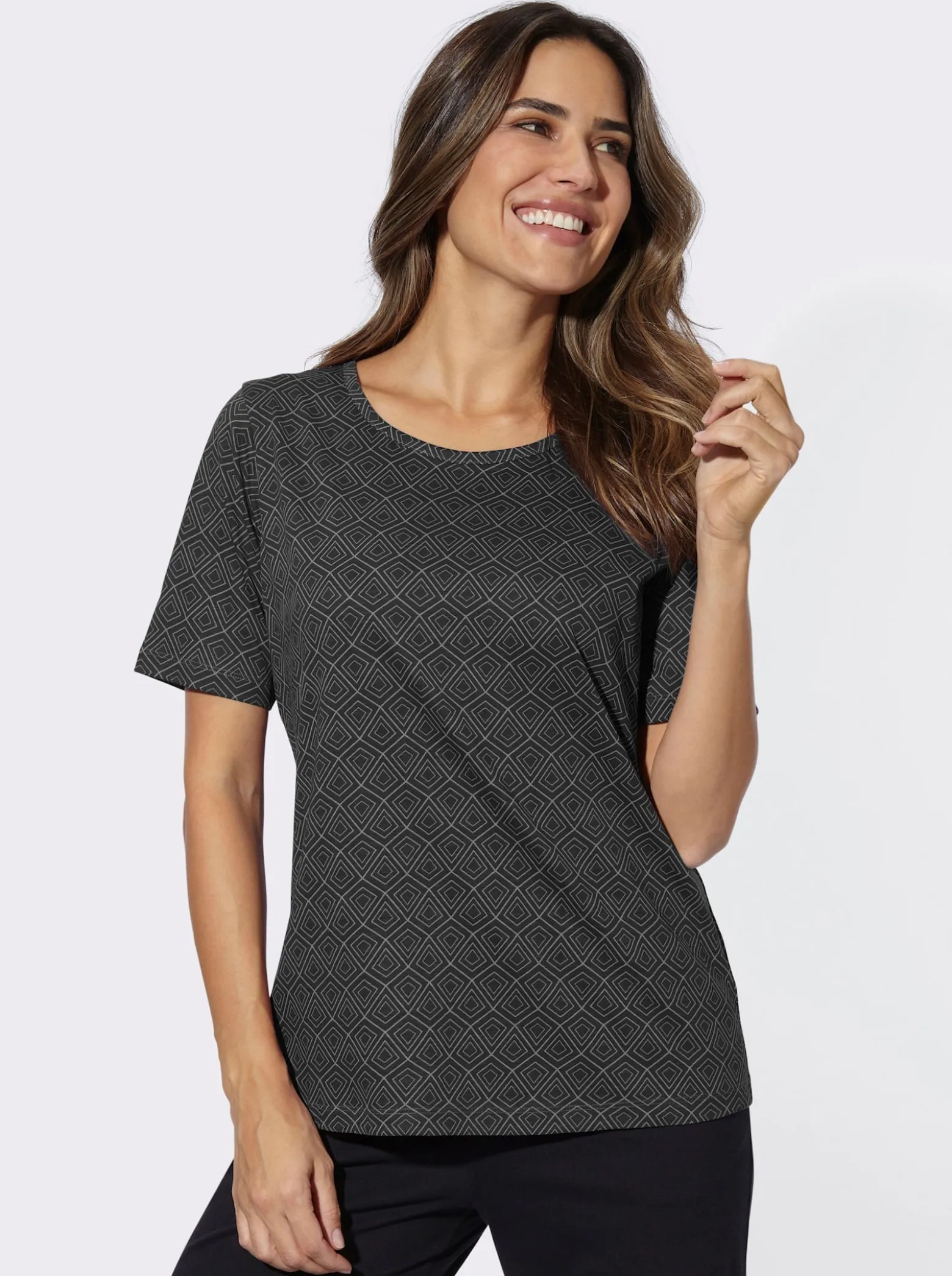 Freizeitshirt mit Grafik-Muster allover