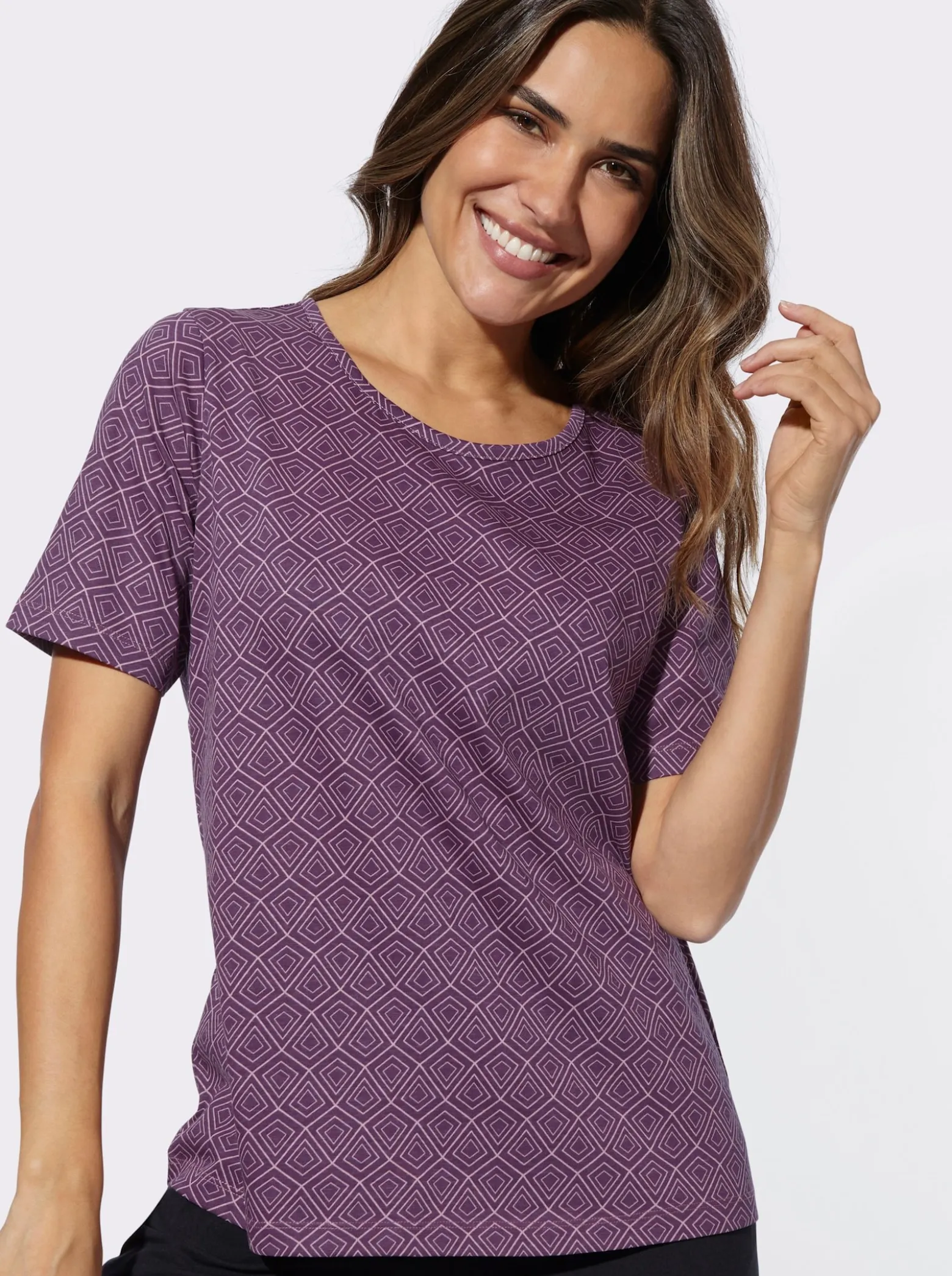 Freizeitshirt mit Grafik-Muster allover