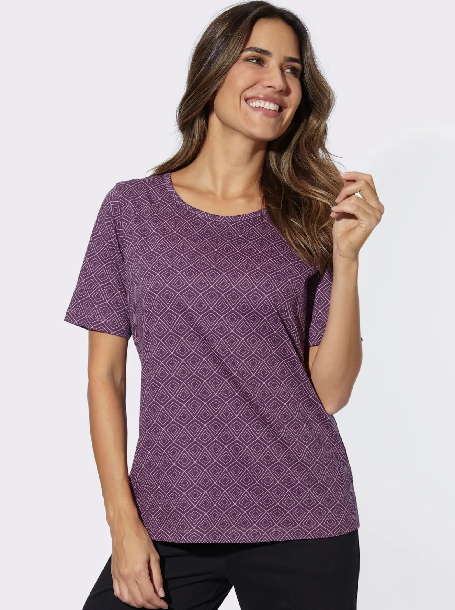 Freizeitshirt mit Grafik-Muster allover
