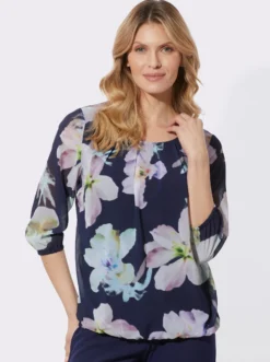 Georgettebluse mit elastischen Abschlüssen