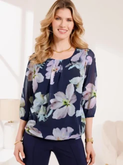 Georgettebluse mit elastischen Abschlüssen