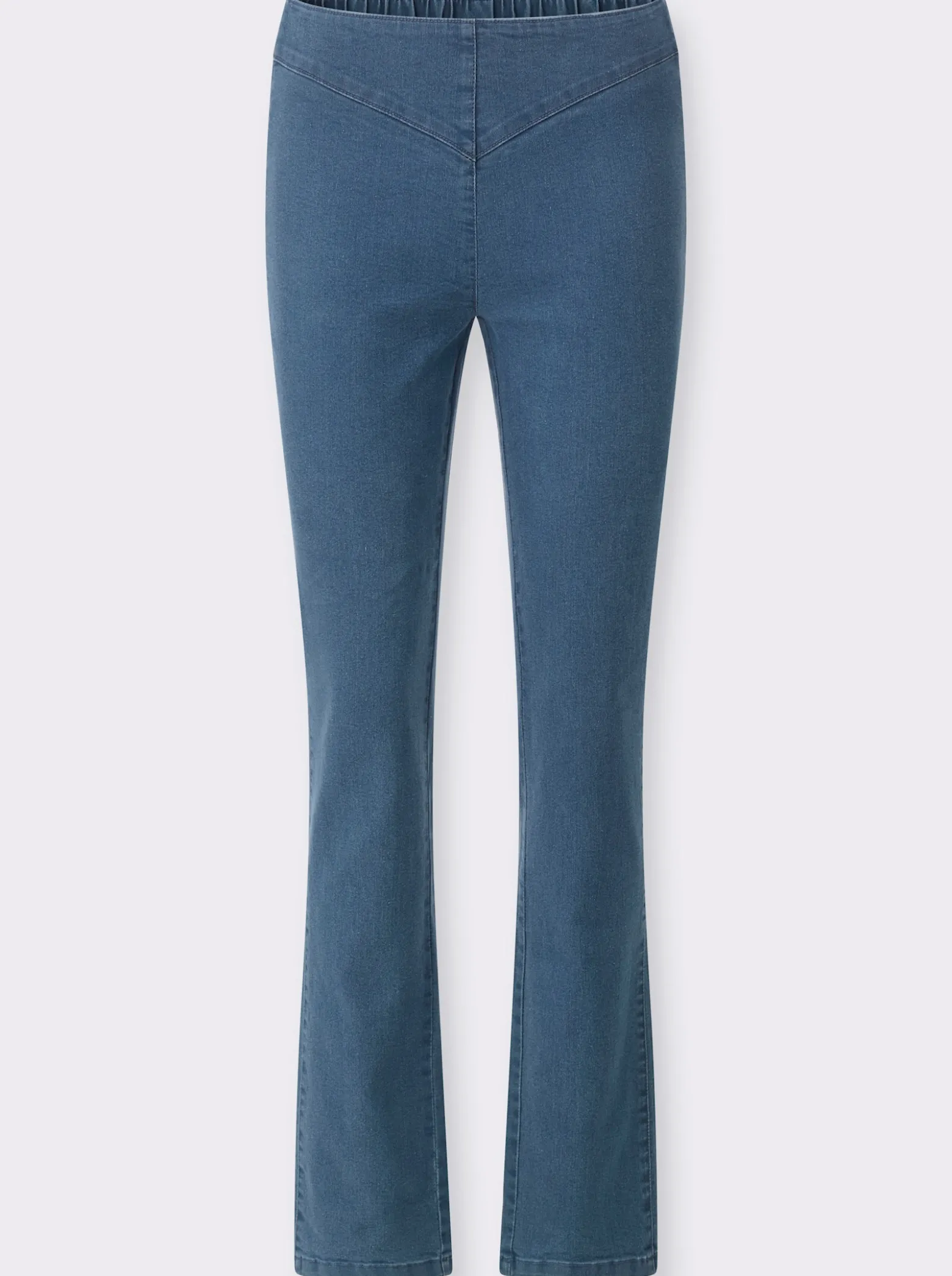 Gerade Jeans mit v-förmiger Passe vorne