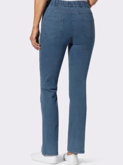 Gerade Jeans mit v-förmiger Passe vorne