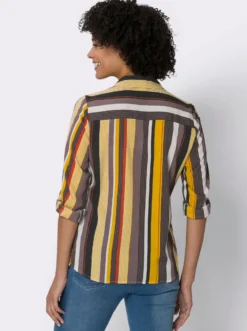 Gestreifte Bluse in Schlupfform, Crêpe